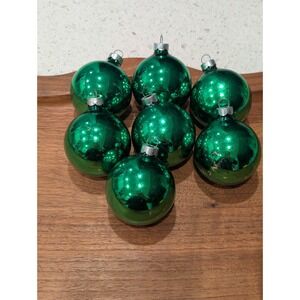 Vtg Shiny Brite Mercury Glass Christmas Ornaments Green 1.75" Balls - No Box USA